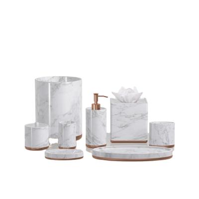 China Viable Nordic Style White Marble With Gold Vein White Marble Resin Bathroom Accessories for sale