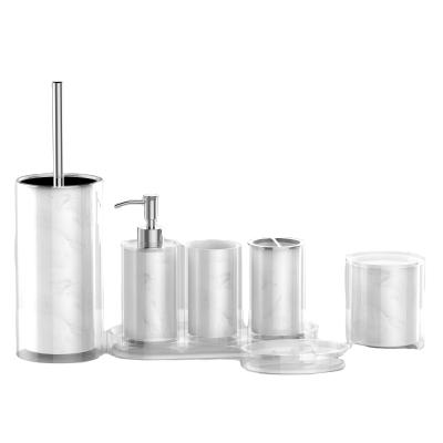 China Sustainable China Bathroom Set White Transparent Resin Washroom Accessories for sale