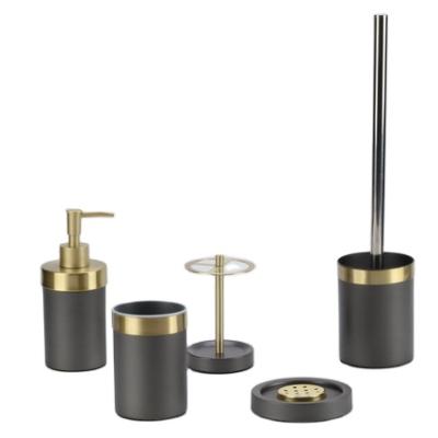 China China Viable Supplier New Design Products 5 Pieces Stainless Steel Matte Black With Gold Bathroom Hardware Accessories Set for sale