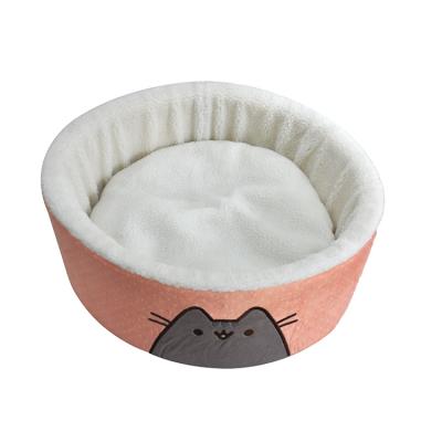 China Sustainable Pet Products Luxury Pet Supplies Bed Raised Plush Felt Small Round Luxury Egg Dog Pet Bed for sale