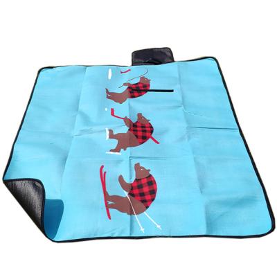 China Custom Waterproof Fleece Picnic Blanket, Picnic Planket, Cartoon Bear Printing Oxford Outdoor Camping Mat Blanket for sale