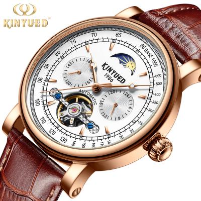 China Kinyued J045 Automatic Classic Mechanical Wrist Date Moon Chrono-Phase 2021 Fashion Leather Men's Automatic Watch for sale