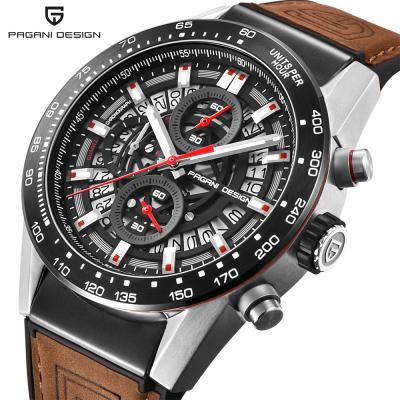 China 2021 PAGANI date DESIGN 2768 men's quartz wrist watch automatic luxury stainless steel case waterproof analog leather watch for sale