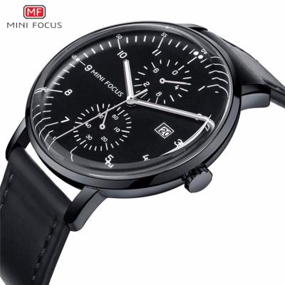 China Auto Date MINI FOCUS 0052G Men Quartz Watch New Waterproof Band Leather Watch for sale