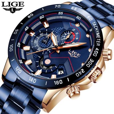 China Auto Date Lige 9982 Top Brand Court Proceedings Watches For Men Chronograph Reloj Men's Watches Full Steel Waterproof Luxury Quartz for sale