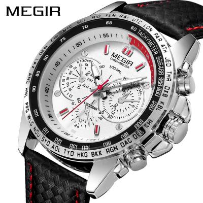 China Water Resistant Megir 1010 Men Quartz Watches Top Brand Luxury Leather Strap Male Watch Men Sports Watches for sale