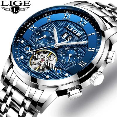 China Automatic Date Lige 2021 9841 Latest Mechanical Watches For Men Automatic Tourbillon Stainless Steel Lige-Reloj Hombre for sale