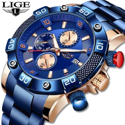 China 2021 Automatic Waterproof Stainless Steel Lige Luxury Watch Men's Quartz Wrist Watch Lige 10025 Date for sale