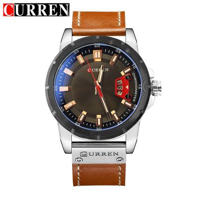 China Date CURREN 8284 Automatic Watch Brand Quartz Mens Wristwatch Fashion Sports Clock Leather Relogio Masculino Luxury Military Watches for sale