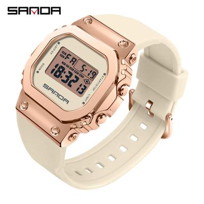 China Alarm Sanda 2021 9006 Low Price Woman LED Watches Alarm Waterproof Sport Men's Digital Watch Square for sale