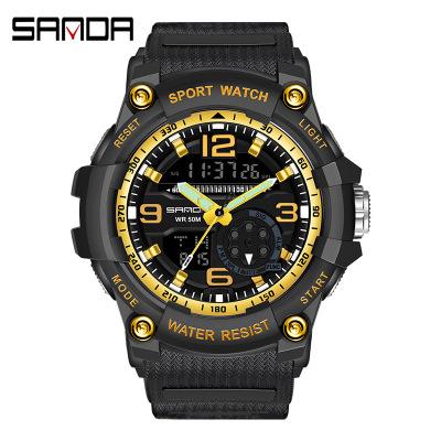 China 2021 Sanda 3036 Alarm Dual Display Promotional Watches Digital Chronograph LED Waterproof Men's Military Watch for sale