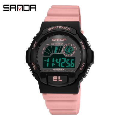 China Alarm Sanda 2021 6004 Retro Wristwatches Chrono-Logo Sport Watch Digital Custom Waterproof Luminous Couples LED for sale