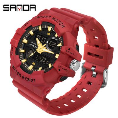 China New Sports LED Sanda 3037 Unisex Analog Watches Alarm Waterproof Digital Clock Reloj Sanda Wristwatch for sale