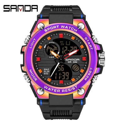 China Alarm LED Sanda 739 Color Case Digital Watches Male Sanda Watch Men Analog Waterproof Sport for sale