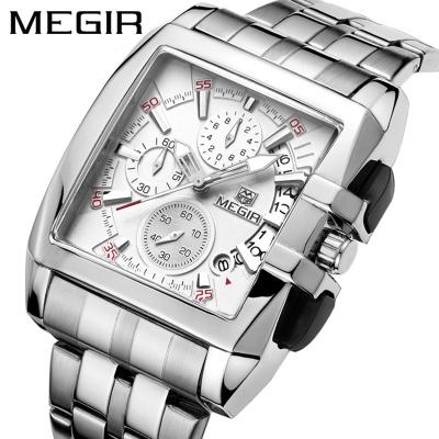 China 2021 Date Megir MS2018G-1 Automatic Men Quartz Watch Stainless Steel Original Brand Square Watches Water Resistant for sale