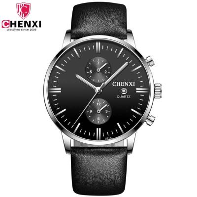 China CHENXI 017A Chronograph Men's Fashion Quartz Watch Luxury Business Casual Dress Wristwatch Leather Custom for sale