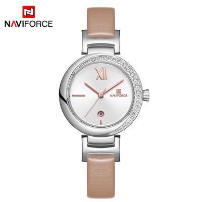 China NAVIFORCE NF5007 Ladies Quartz Wrist Watches Leather Strap Non-Specific Diamond Steel Strap Ladies Hand Watch for sale