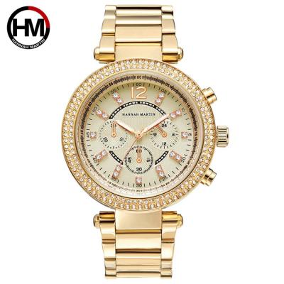 China Automatic Date HANNAH MARTIN 1196 Brand Your Own Watch Diamond Women Watch Luxury Stainless Steel Bling Ladies Quartz Watches for sale