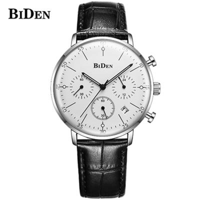 China Date 2021 BIDEN 0052 men's automatic quartz watch men's chronograph leather strap diver's milanese buckle watches for sale