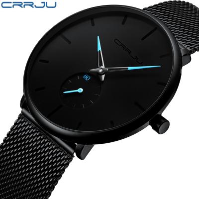 China Free Shipping CRRJU 2150 Chronograph Mens Watches Mesh Steel Slim Top Brand Waterproof Casual Fashion Quartz Wristwatches for sale