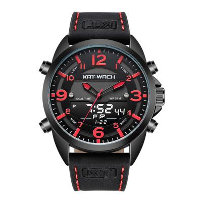 China Automatic Date KAT-WACH 1818 Men's Digital Quartz Watch Fashion Sports Class Waterproof Military Dual Time Zone Clock Relogio Masculino for sale