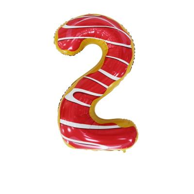 China 40 Inch Donut Big Number Foil Balloon Candy Hawaii Birthday Party Decoration Self Sealing Foil Balloon for sale