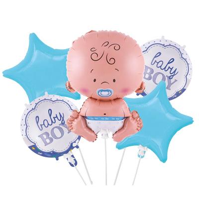 China 5pcs Auto Shutter Placed Baby Birthday Party Decoration Balloons Boys and Girls Placed Baby Shower Foil Helium Balloons for sale