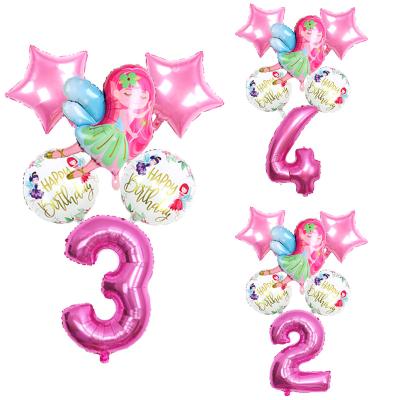 China 6pcs Self-closing Small Fairy Number Balloon Princess Girl Elves Birthday Party Decoration for sale