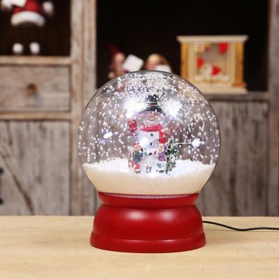 China New Design Western Style Led Christmas Santa Claus Snowing Lamp Plastic Water Swirling Snow Globe For Kids Xmas Gift for sale