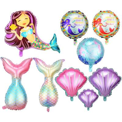 China Mermaid Self-Sealing Tail Balloons Shell Little Mermaid Theme Party Balloon Baby Shower Decor Under The Sea Birthday Party Supplies for sale