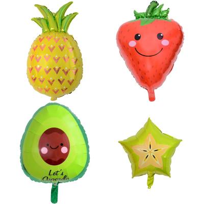 China Hot Selling Self-Sealing 18 Inch Mexico Summer Party Decoration Fruit Balloon Cactus Pineapple Watermelon Taco Tropical Foil Balloon for sale