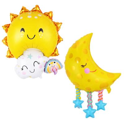 China New Rainbow Moon Self-Sealing Family Foil Balloon Helium Baby Birthday Foil Pendant Balloon for Baby Shower Party Decoration for sale