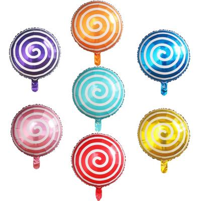 China Hot Selling Self Shutter 18 Inch Party Decoration Round Candy Balloons Sweet Windmill Balloons Lollipop Foil Balloon for sale