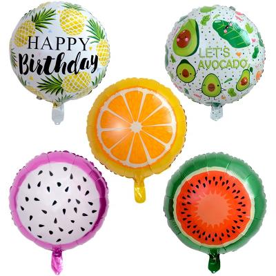 China 18inch Pitaya Dragon Fruit Strawberry Watermelon Orange Carambola Fruit Self Sealing Round Kiwi Foil Balloon For Birthday Party Decor for sale