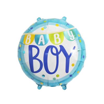 China New 18 Inch Heart Round Shape Self-Sealing Pink Boy Girl Blue Aluminum Foil Balloon Gender Reveal Party Decoration Balloon for sale