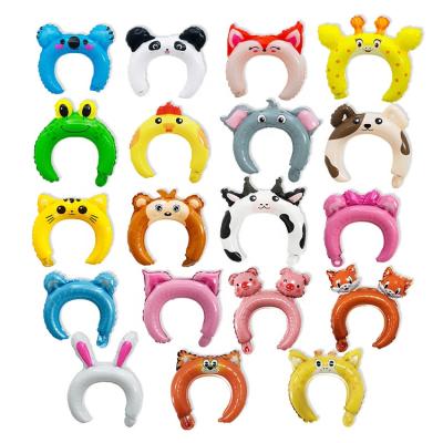 China Party Decorations Cartoon Design Self Shutter Kid Toys Animal Hairband Foil Balloon Hairbands Ears Headbands for sale