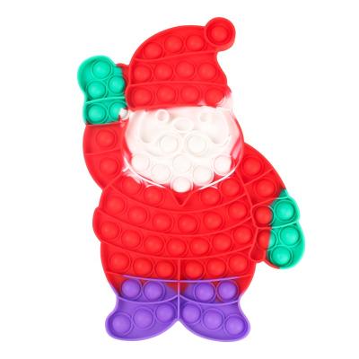 China New Year 2021 Waterproof Gift Amazon Christmas Tree Push Noise Silicone Toy Hot Hat Santa Claus Push Wiggle Noise Bubble Toy for sale