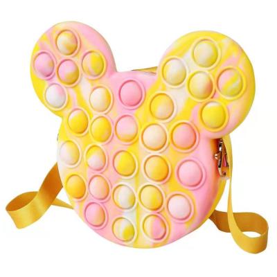 China Waterproof Cute Kids Cross - Body Shoulder Handbag Silicone Mickey Mouse Fidget Push It Bag Purse for sale