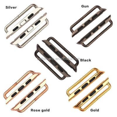 China 1 Pair Stainless Steel Metal Connector Clasp Watch Band Seamless Buckle Adapter For Apple Watch 38mm 42mm, 5 Colors for sale