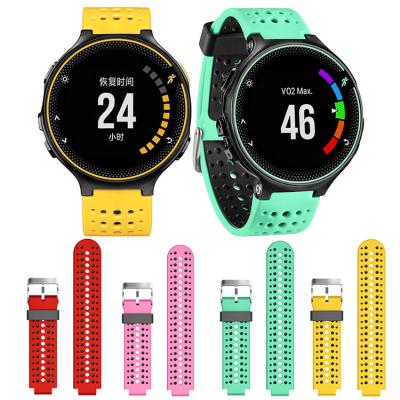 China Sports Strap Fit for Garmin Forerunner 220 230 235 620 630 Round Hole Silicone Watch Strap Dual-Colors for sale