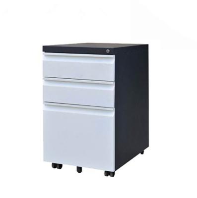 China Modern Double Color Steel Office Equipment Furniture 3 Drawers File Cabinet With Casters for sale