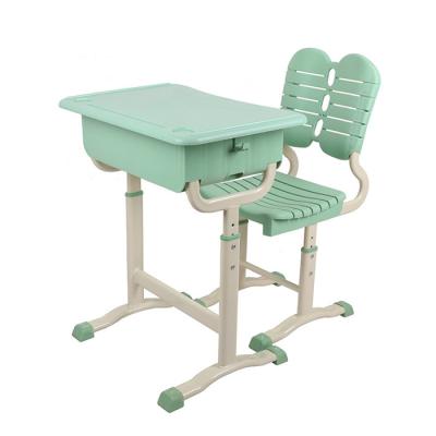 China Modern Green Height Adjustable Plastic Student Desk And Chair for sale