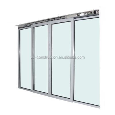 China Easy Installation Exterior Commercial Automatic Double Tempered Glass Sliding Door System for sale