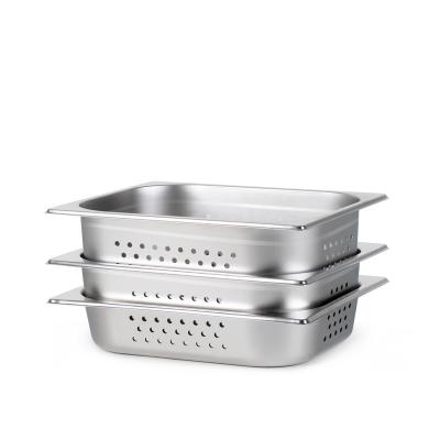 China Food Container Perforated Gastronorm Pans, European 1/2 Stainless Steel Hotel Food Pans for Canteens, Restaurants, Cafeterias, Shops, Snack Bar for sale