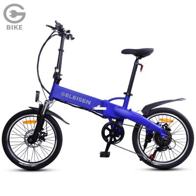 China GELEISEN City Electric Bicycle OEM High Quality Lightweight Folding Electric Bike With Lithium Battery E Bike 20 Inch Mountainbike Foldable E-Bike for sale