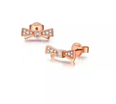 China 2021 High Quality Newest Design Rose Golden Diamond Earrings Jewelry Women Earring for sale