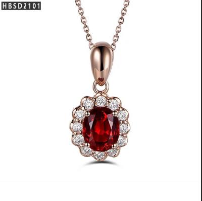 China High quality factory wholesale plain necklace sterling silver red pendant necklace for ladies for sale