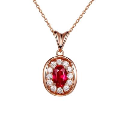 China Wholesale Oval Pendant from Sterling Sliver Personalized Top Quality Ruby Pendant Jewelry Gift Women High Quality for sale