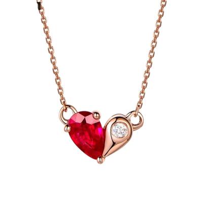 China Lady High Quality Girls Fashion Jewelry High Quality Set Ruby Pendant Women Necklace Wholesale for sale