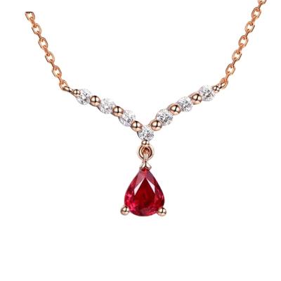 China Fashion Ruby Pendant Necklace High Quality Ladies Fashion Simple Design Jewelry Gift For Lover for sale